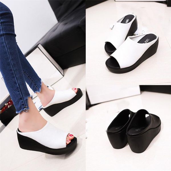 women summer fashion leisure fish mouth sandals thick bottom slippers sapato masculino calzado hombre terlik, Black
women summer fashion leisure fish mouth sandals thick bottom slippers sapato masculino calzado hombre terlik, Black