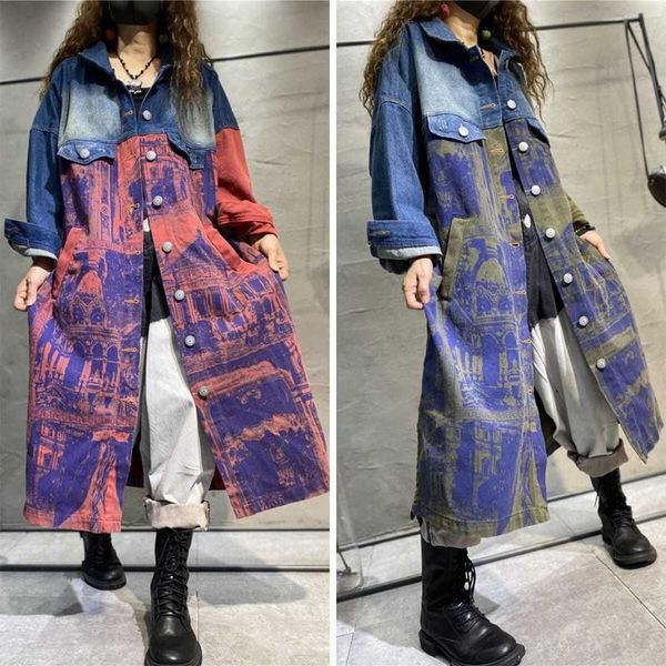 women's trench coats women denim autumn spring vintage color spliced baggy painted single-breasted pockets female fashion long 2021, Tan;black
women's trench coats women denim autumn spring vintage color spliced baggy painted single-breasted pockets female fashion long 2021, Tan;black