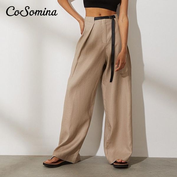 women's pants & capris cosomina streetwear sashes pleated loose wide leg brown zipper trousers women high waist solid color casual 2021, Black;white
women's pants & capris cosomina streetwear sashes pleated loose wide leg brown zipper trousers women high waist solid color casual 2021, Black;white