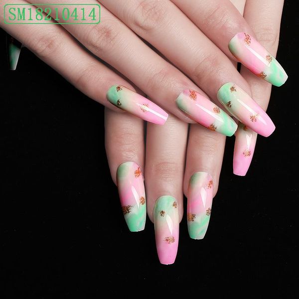 false nails 24pcs patch glue type with gold leaf long paragraph fashion pink green gradient manicure cin6 899, Red;gold
false nails 24pcs patch glue type with gold leaf long paragraph fashion pink green gradient manicure cin6 899, Red;gold