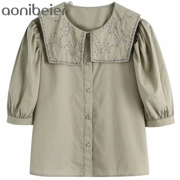 embroidery and beading peter pan collar puff sleeve women shirts summer casual button front female blouses 210604, White
embroidery and beading peter pan collar puff sleeve women shirts summer casual button front female blouses 210604, White