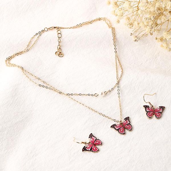 earrings & necklace fashion women color butterfly pendant double pearl ladies earring set, Silver
earrings & necklace fashion women color butterfly pendant double pearl ladies earring set, Silver