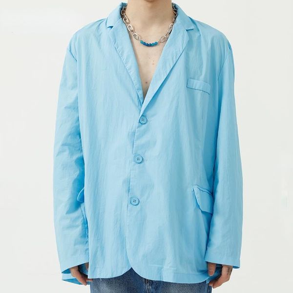 men autumn new korean loose casual suit jacket black white blue single breasted 2021 long sleeve thin blazer oversize coat, White;black
men autumn new korean loose casual suit jacket black white blue single breasted 2021 long sleeve thin blazer oversize coat, White;black