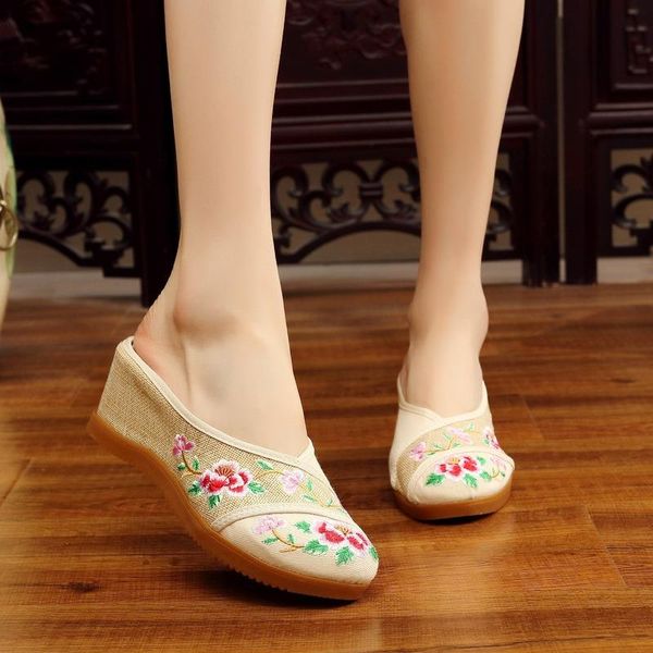 fashion flower embroidered women canvas mules wedge slippers slip on close toe elegant ladies casual heeled shoes retro, Black
fashion flower embroidered women canvas mules wedge slippers slip on close toe elegant ladies casual heeled shoes retro, Black