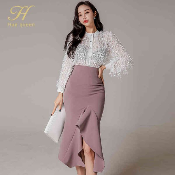 dresses 2 pieces set women hollow out tulle blouses and high waist ruffles fishtail skirts korean chic office lady suit, Black;gray
dresses 2 pieces set women hollow out tulle blouses and high waist ruffles fishtail skirts korean chic office lady suit, Black;gray