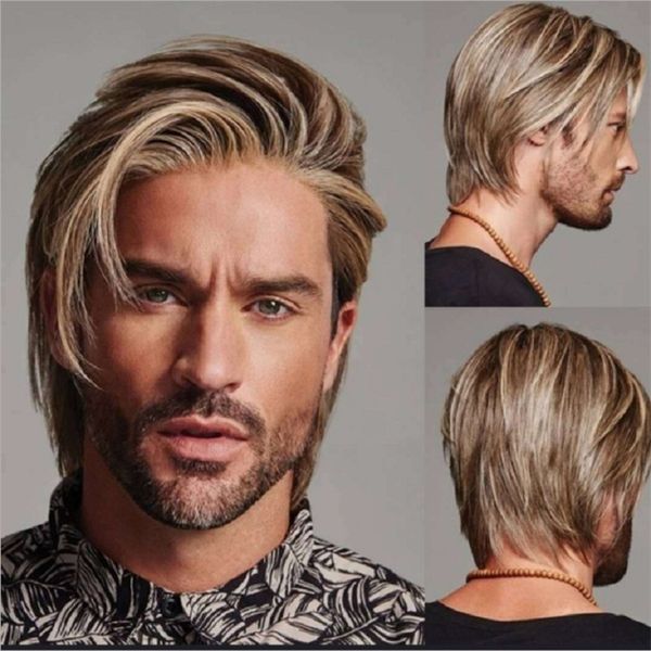 mens short wig brown wig for daily use fashion wig synthetic nature looking, Black 
mens short wig brown wig for daily use fashion wig synthetic nature looking, Black