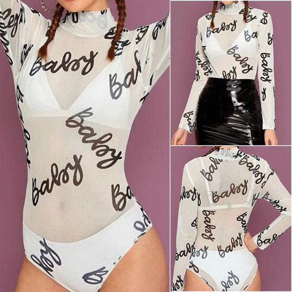 women's jumpsuits & rompers streetwear bodysuits tight mesh full sleeve letter print high collar jumpsuit skinny slim casual, Black;white
women's jumpsuits & rompers streetwear bodysuits tight mesh full sleeve letter print high collar jumpsuit skinny slim casual, Black;white