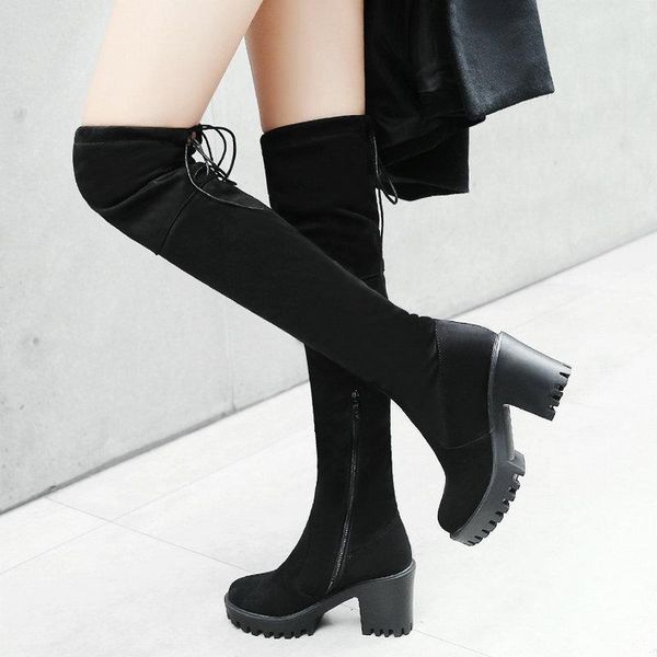 boots winter over the knee women stretch fabrics high heel shoes fashion pointed toe square lady long size 34-43, Black
boots winter over the knee women stretch fabrics high heel shoes fashion pointed toe square lady long size 34-43, Black