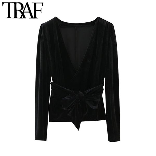 traf women elegant fashion with bow tied velvet wrap blouses vintage v neck long sleeve female shirts chic 210415, White
traf women elegant fashion with bow tied velvet wrap blouses vintage v neck long sleeve female shirts chic 210415, White