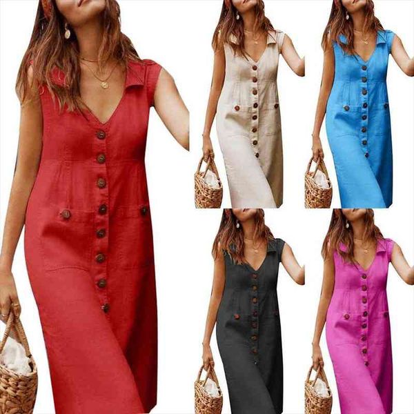 vintage buttons v neck womens dress sleeveless single breasted long summer office plus size fashion casual pocket vestidos, Black;gray
vintage buttons v neck womens dress sleeveless single breasted long summer office plus size fashion casual pocket vestidos, Black;gray
