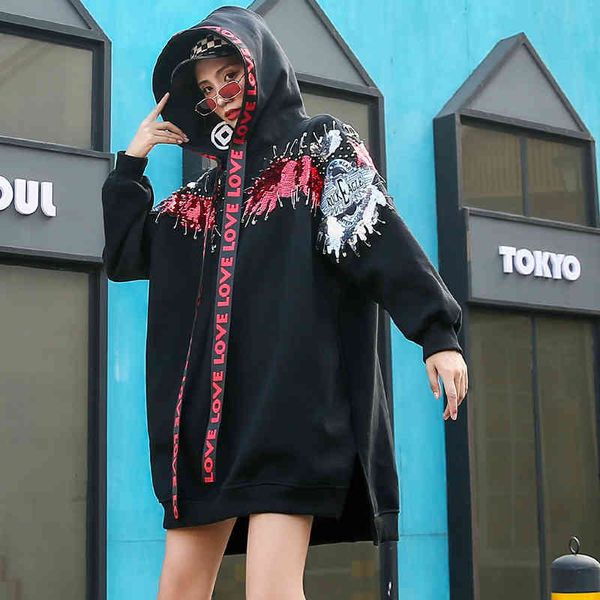 hoodies popular fashion beaded loose trend women in large size and medium length hoodie for autumn/winter, Black
hoodies popular fashion beaded loose trend women in large size and medium length hoodie for autumn/winter, Black