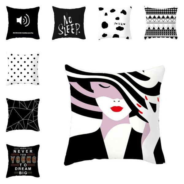 lychee geometric cushion case 45x45cm black and white polyester cover for bedroom letter printed sofa cushion/decorative pillow
lychee geometric cushion case 45x45cm black and white polyester cover for bedroom letter printed sofa cushion/decorative pillow