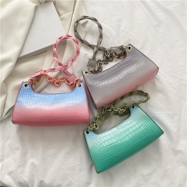 arrival women alligator pattern pu leather gradient color female shoulder bag lady thick chain mini hobos purses and handbag evening bags
arrival women alligator pattern pu leather gradient color female shoulder bag lady thick chain mini hobos purses and handbag evening bags