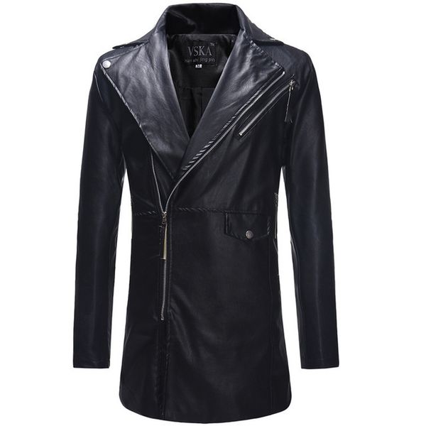 men's leather & faux diagonal zipper large lapel trench coat mens casual slim long windbreaker polyester solid color ti6h, Black
men's leather & faux diagonal zipper large lapel trench coat mens casual slim long windbreaker polyester solid color ti6h, Black