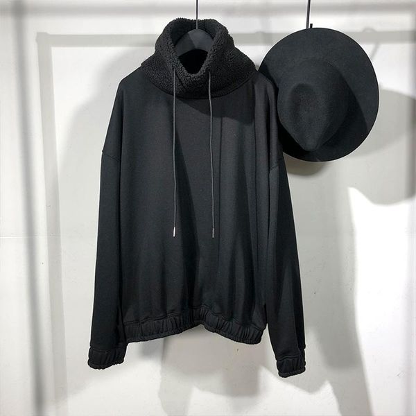 men's hoodies & sweatshirts winter lamb high collar dark simple loose splicing design sports fashion trend elastic hem, Black
men's hoodies & sweatshirts winter lamb high collar dark simple loose splicing design sports fashion trend elastic hem, Black