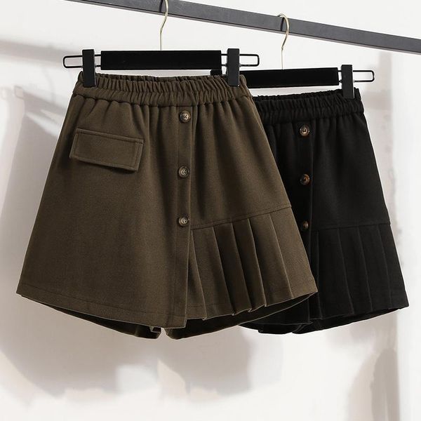 women's shorts fashion high street autumn winter women woolen blend culottes ladies elastic waist wide leg short pants, White;black
women's shorts fashion high street autumn winter women woolen blend culottes ladies elastic waist wide leg short pants, White;black