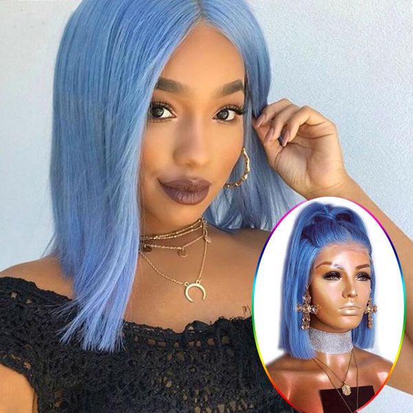 synthetic wigs anogol short straight blue bob lace front wig for afro american black women aqua middle part high temperature fiber
synthetic wigs anogol short straight blue bob lace front wig for afro american black women aqua middle part high temperature fiber
