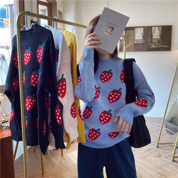 women's sweaters women oversized sweater pullovers o-neck strawberry pattern printed pull jumpers long sleeve street knit, White;black
women's sweaters women oversized sweater pullovers o-neck strawberry pattern printed pull jumpers long sleeve street knit, White;black