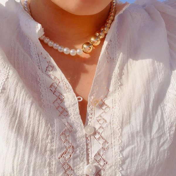 chokers pearl necklace fashion geometric round bead female retro stitching clavicle chain for women jewelry 2021, Golden;silver
chokers pearl necklace fashion geometric round bead female retro stitching clavicle chain for women jewelry 2021, Golden;silver