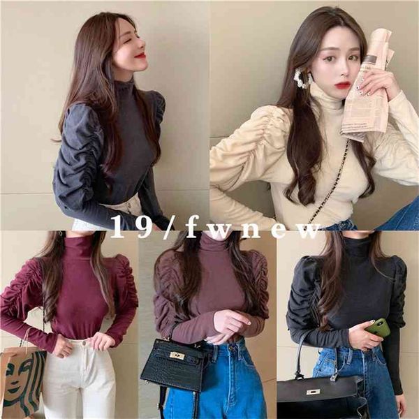 autumn and winter long puff sleeved pleated t-shirt women's solid color turtleneck slim-fit fashion casual n990 210527, White
autumn and winter long puff sleeved pleated t-shirt women's solid color turtleneck slim-fit fashion casual n990 210527, White