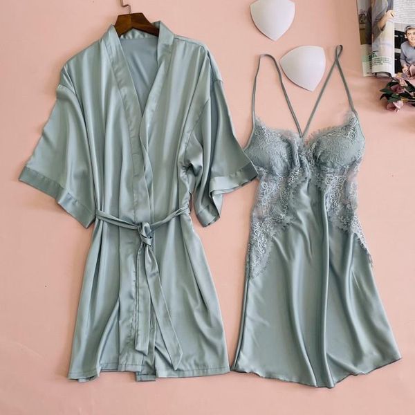 women's sleepwear women blue lace satin kimono robe set intimate lingerie summer home clothing nightwear casual homewear lz0i, Black;red
women's sleepwear women blue lace satin kimono robe set intimate lingerie summer home clothing nightwear casual homewear lz0i, Black;red