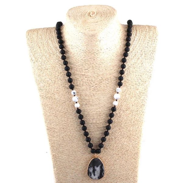 pendant necklaces fashion white black lava stone knotted drop stones necklace for women lariat, Silver
pendant necklaces fashion white black lava stone knotted drop stones necklace for women lariat, Silver