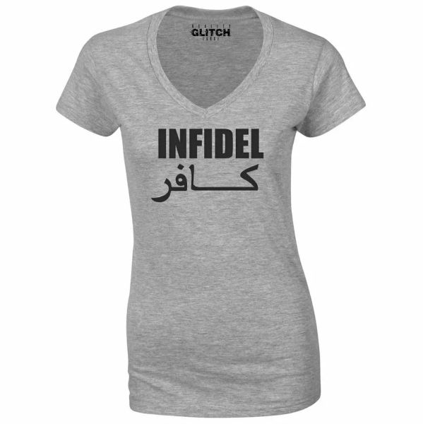 infidel womens v-neck t-shirt - english retro military funny slogan joke gift, White;black
infidel womens v-neck t-shirt - english retro military funny slogan joke gift, White;black