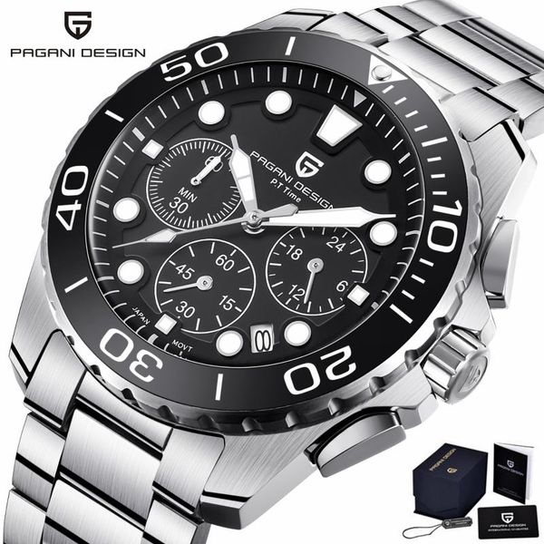men's quartz chronograph watch pagani design brand military sports steel luxury fashion male clock homme 2021 wristwatches, Slivery;brown
men's quartz chronograph watch pagani design brand military sports steel luxury fashion male clock homme 2021 wristwatches, Slivery;brown