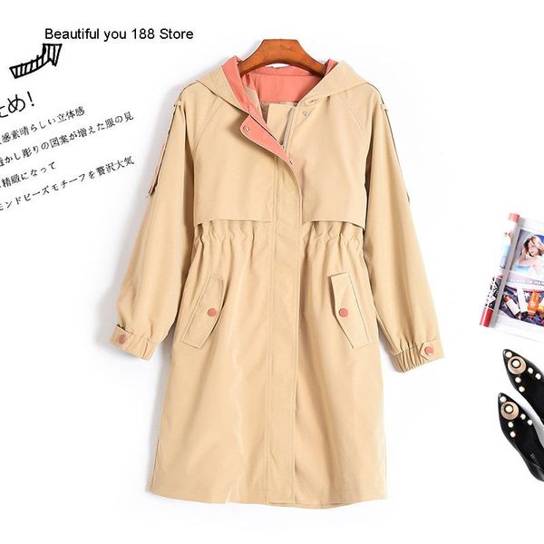 women's trench coats autumn single fashion german high-end hooded zipper mid-length coat, Tan;black
women's trench coats autumn single fashion german high-end hooded zipper mid-length coat, Tan;black