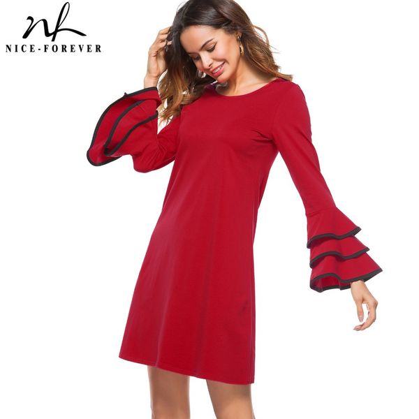 nice-forever spring retro red color with flare sleeve dresses casual straight shift oversized women dress t020 210419, White
nice-forever spring retro red color with flare sleeve dresses casual straight shift oversized women dress t020 210419, White