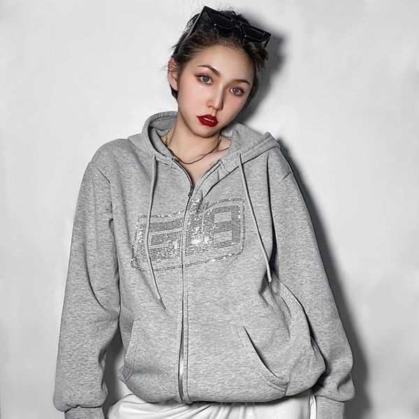 women's hoodies & sweatshirts rhinestone print diamond women long sleeve sweatshirt hoodie zipper loose oversized streetwear casual 202, Black
women's hoodies & sweatshirts rhinestone print diamond women long sleeve sweatshirt hoodie zipper loose oversized streetwear casual 202, Black