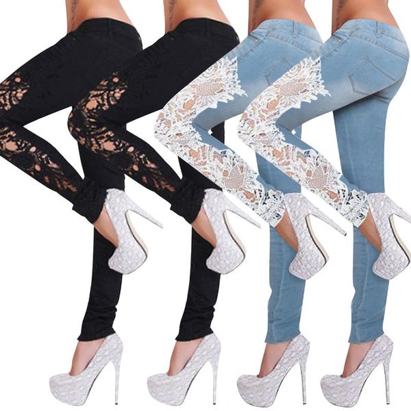 women's pants & capris q662 european and american hollowed out washed lace splicing jeans foreign trade 1010, Black;white
women's pants & capris q662 european and american hollowed out washed lace splicing jeans foreign trade 1010, Black;white