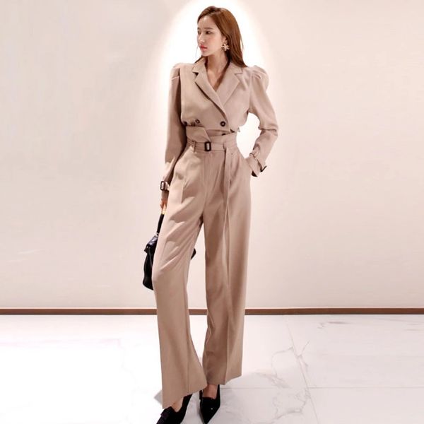 women's two piece pants autumn office lady temperament suit collar retro shirt + high waist pants s870, White
women's two piece pants autumn office lady temperament suit collar retro shirt + high waist pants s870, White