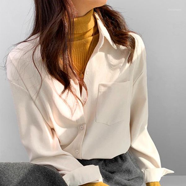 arrival spring/autumn women loose casual pockets long sleeve blouse turn-down collar single-breasted shirt b287 women's blouses & shirt, White
arrival spring/autumn women loose casual pockets long sleeve blouse turn-down collar single-breasted shirt b287 women's blouses & shirt, White