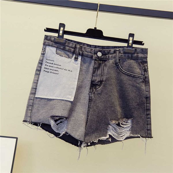 jeans extra plus shorts women's 200kg fat mm summer hole high waist wide leg pants, Blue
jeans extra plus shorts women's 200kg fat mm summer hole high waist wide leg pants, Blue