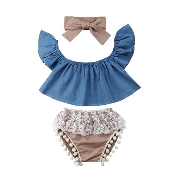 clothing sets 3pcs/set baby outfit set infant jeans lace shorts pants girls summer pography props with bowknot hairband, White
clothing sets 3pcs/set baby outfit set infant jeans lace shorts pants girls summer pography props with bowknot hairband, White