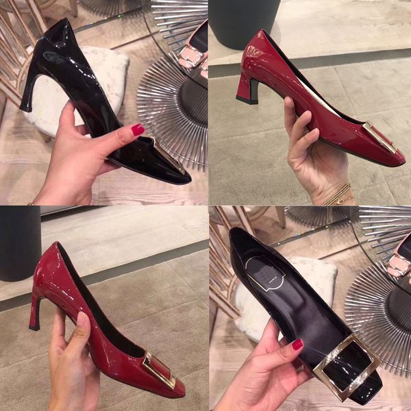 sandals spring shallow mouth thick square patent leather fine heel high-heeled women's wedding shoes, Black
sandals spring shallow mouth thick square patent leather fine heel high-heeled women's wedding shoes, Black