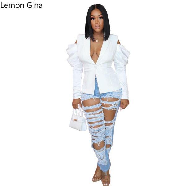 women's suits & blazers lemon gina bubble long sleeves off-the-shoulder white suit jacket, White;black
women's suits & blazers lemon gina bubble long sleeves off-the-shoulder white suit jacket, White;black