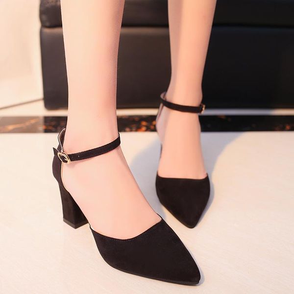 ankle strap pumps women shoes woman spring summer about 7cm block high heels ladies pointed toe stiletto heeled dress, Black
ankle strap pumps women shoes woman spring summer about 7cm block high heels ladies pointed toe stiletto heeled dress, Black