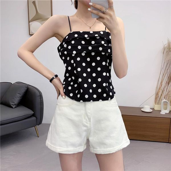 women's tanks & camis 2021 women casual zipper sleeveless sweet girl summer strap polka dot fashion black white draped camisoles n311
women's tanks & camis 2021 women casual zipper sleeveless sweet girl summer strap polka dot fashion black white draped camisoles n311