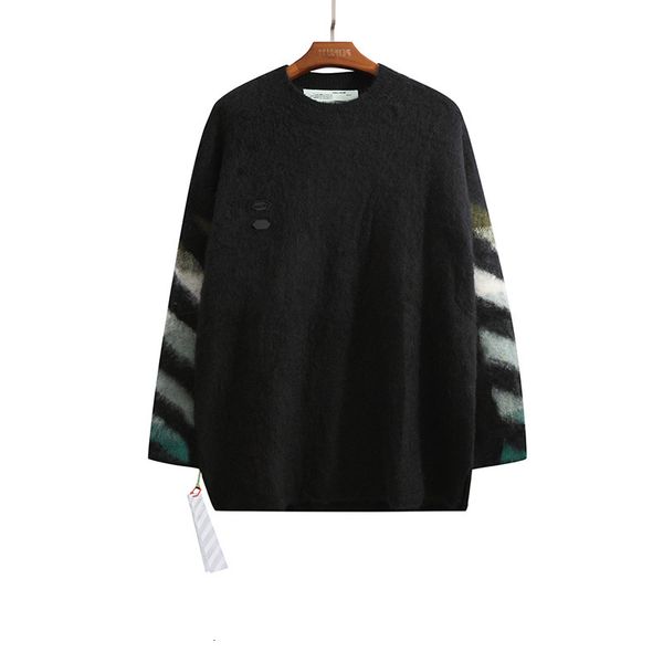 mohair off style white sweater gradient arrstyle loose casual pullover sweater extended men's and women's, White;black
mohair off style white sweater gradient arrstyle loose casual pullover sweater extended men's and women's, White;black