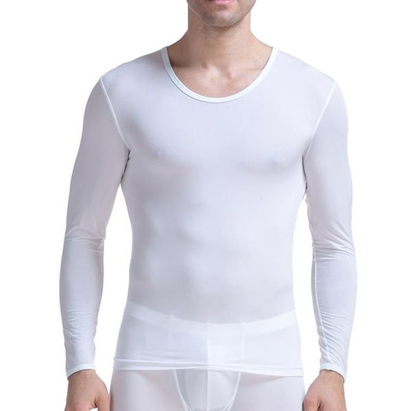 men's sweaters mens undershirts long sleeve ice silk sheer t shirts transparent ultra-thin tee fitness male sleepwear ondershirts, White;black
men's sweaters mens undershirts long sleeve ice silk sheer t shirts transparent ultra-thin tee fitness male sleepwear ondershirts, White;black
