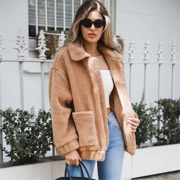 women's autumn and winter wool tweed thickened lamb coat women, Black;brown
women's autumn and winter wool tweed thickened lamb coat women, Black;brown