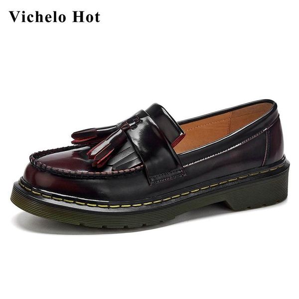 dress shoes vichelo full grain leather round toe med heel tassel preppy style young lady deep mouth slip on women pumps l81, Black
dress shoes vichelo full grain leather round toe med heel tassel preppy style young lady deep mouth slip on women pumps l81, Black