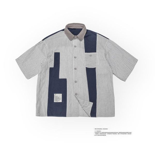 men clothing 2021 summer men's short-sleeved shirt japanese trend color contrast stitching retro camisas para hombre casual shirts, White;black
men clothing 2021 summer men's short-sleeved shirt japanese trend color contrast stitching retro camisas para hombre casual shirts, White;black
