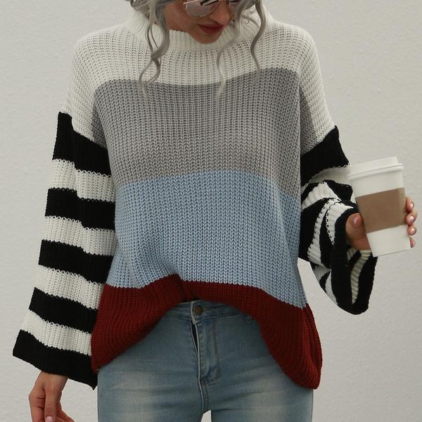 women sweater striped long sleeve loose fashion round neck pullover jumper clothes outerwear for ladies female autumn winter women's sw, White;black
women sweater striped long sleeve loose fashion round neck pullover jumper clothes outerwear for ladies female autumn winter women's sw, White;black
