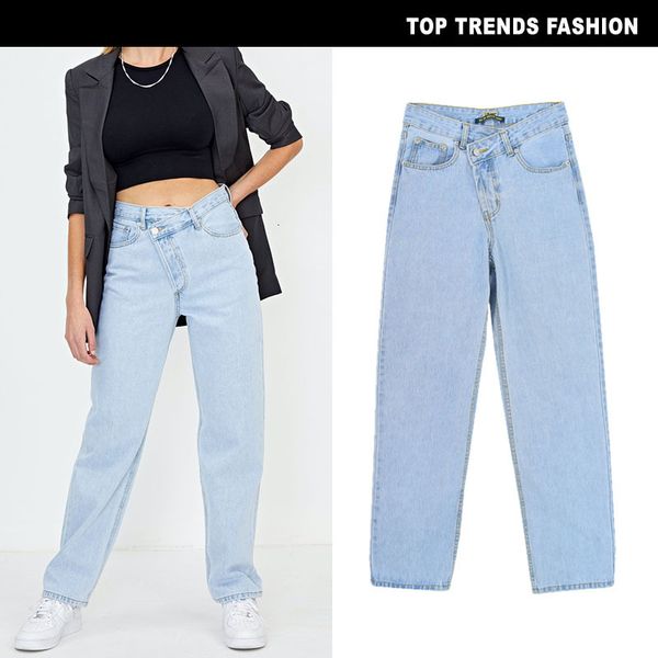 women's ins high waist casual loose wide leg jeans straight long thin pants, Blue
women's ins high waist casual loose wide leg jeans straight long thin pants, Blue