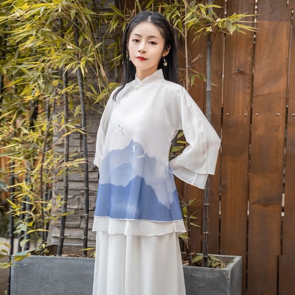 china women retro buckle cheongsam + chiffon white wide-leg pants chinese style vintage elegant lady print 2 piece set 10596, Red
china women retro buckle cheongsam + chiffon white wide-leg pants chinese style vintage elegant lady print 2 piece set 10596, Red