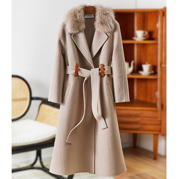 women's wool & blends european french style luxury years 2022 natural collar real woolen cashmere coats d035, Black
women's wool & blends european french style luxury years 2022 natural collar real woolen cashmere coats d035, Black
