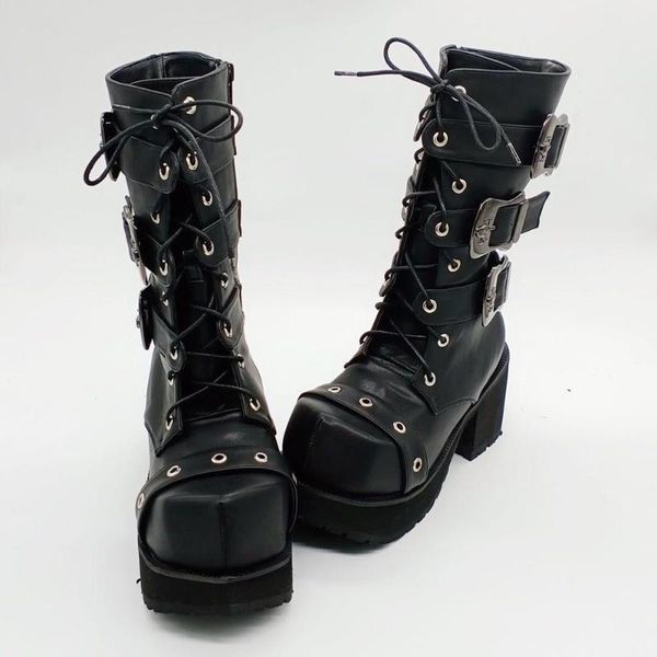 boots black high platform motorcycle rhombus toe men punk pu leather belt buckle mid-calf shoes protective gear
boots black high platform motorcycle rhombus toe men punk pu leather belt buckle mid-calf shoes protective gear